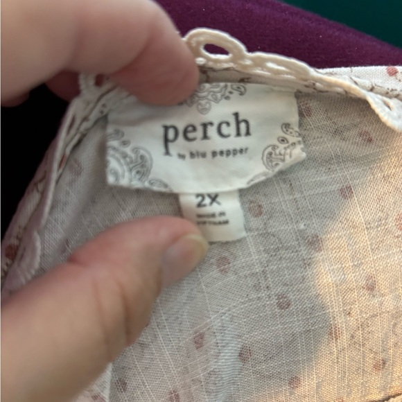 Perch Elegant Lace Trim Women's Blouse Plus Size - Picture 5 of 6